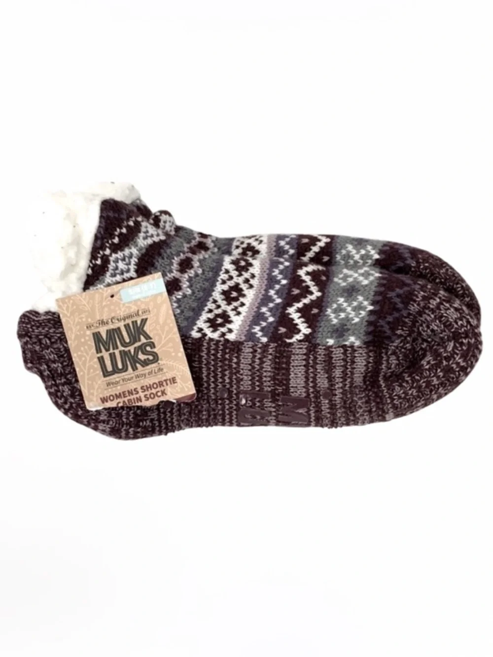 Muk Luks Aubergine Combo Women's Shortie Cabin Sock